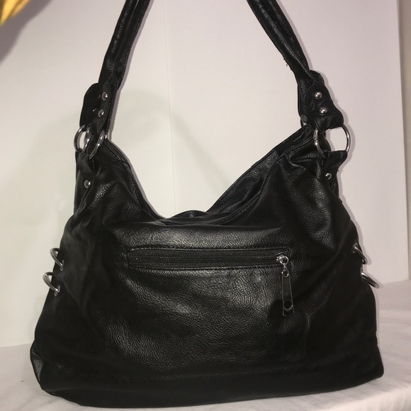 Bags Nwt Black Pebbled Leather Silver Hardware Handbag Poshmark